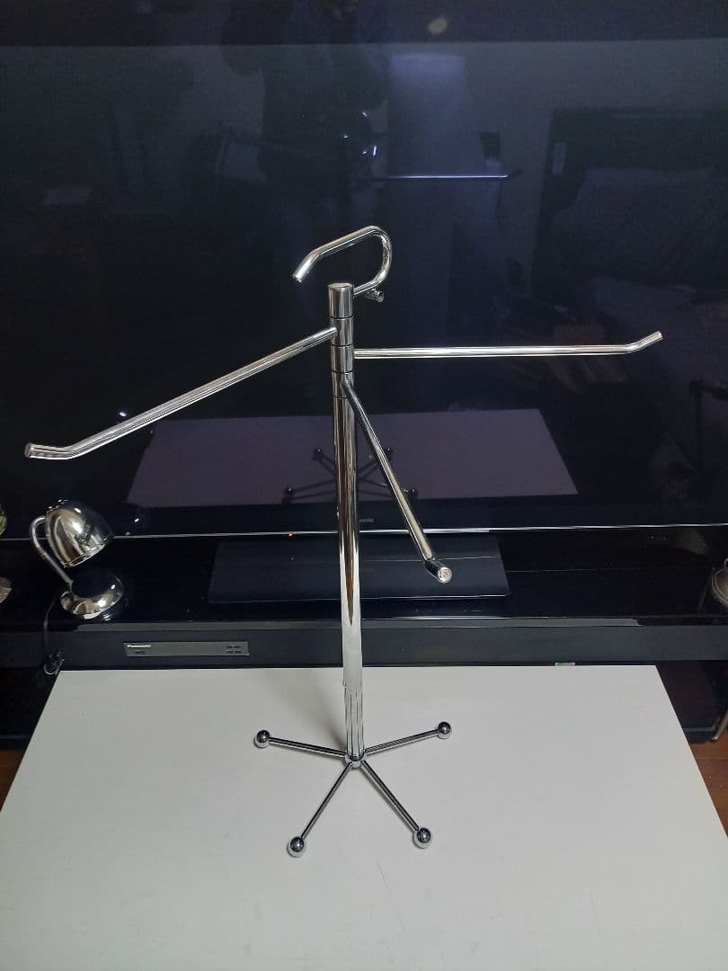 1980's　スペースエイジ　アイアン　メタル　トリプル　ハンガー　ポール