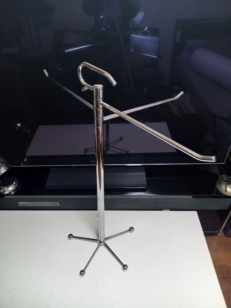 1980's　スペースエイジ　アイアン　メタル　トリプル　ハンガー　ポール