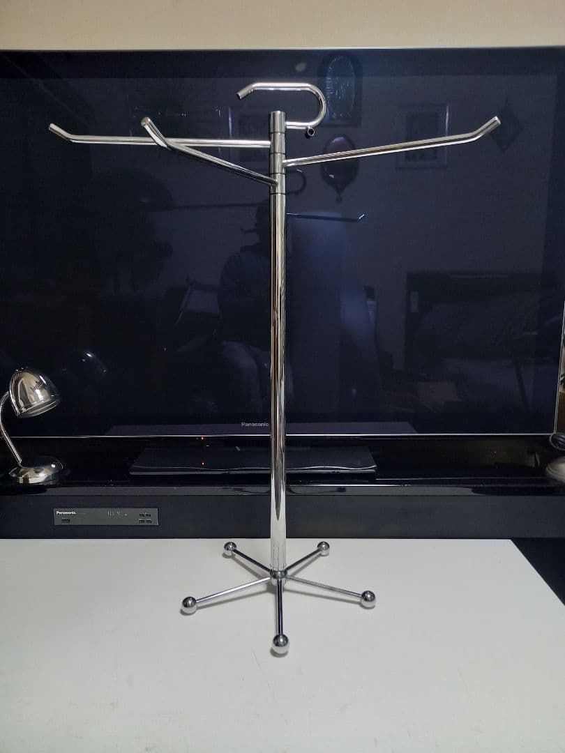 1980's　スペースエイジ　アイアン　メタル　トリプル　ハンガー　ポール