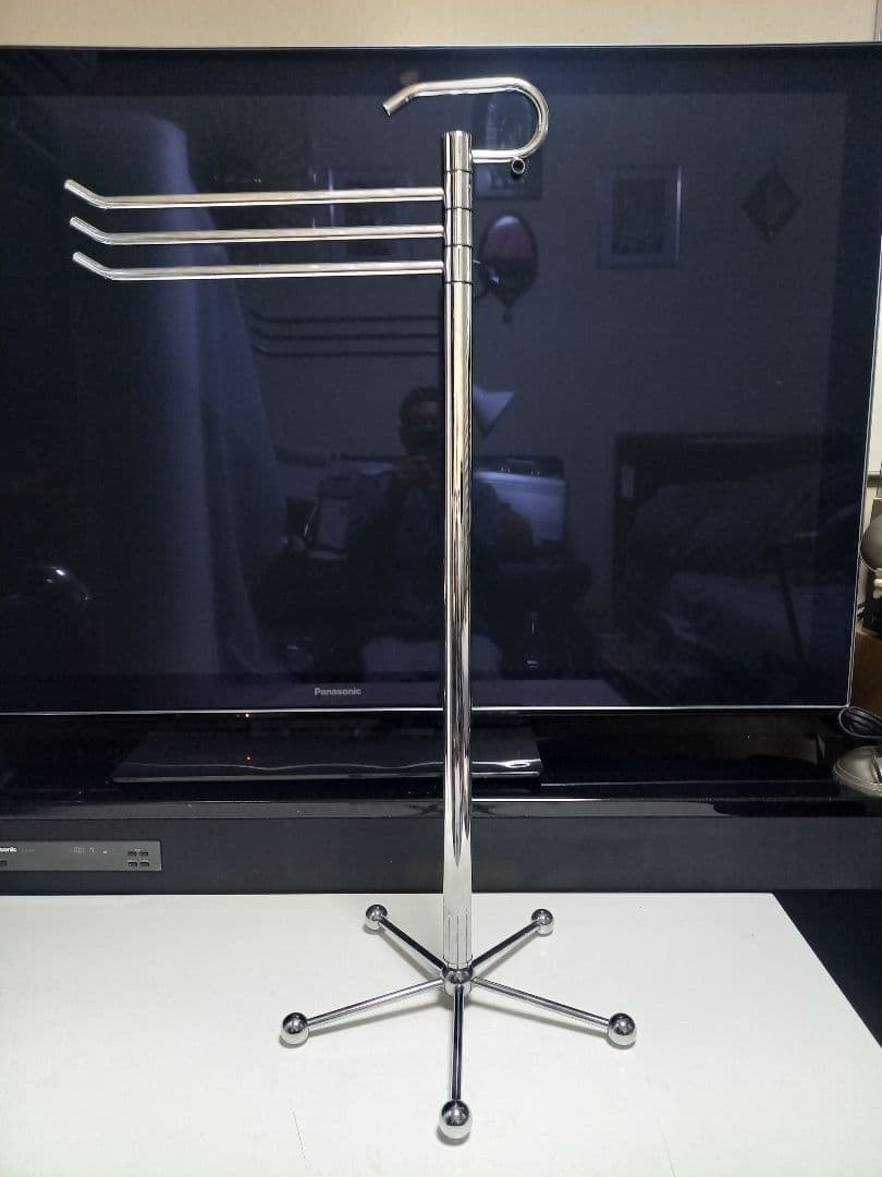 1980's　スペースエイジ　アイアン　メタル　トリプル　ハンガー　ポール