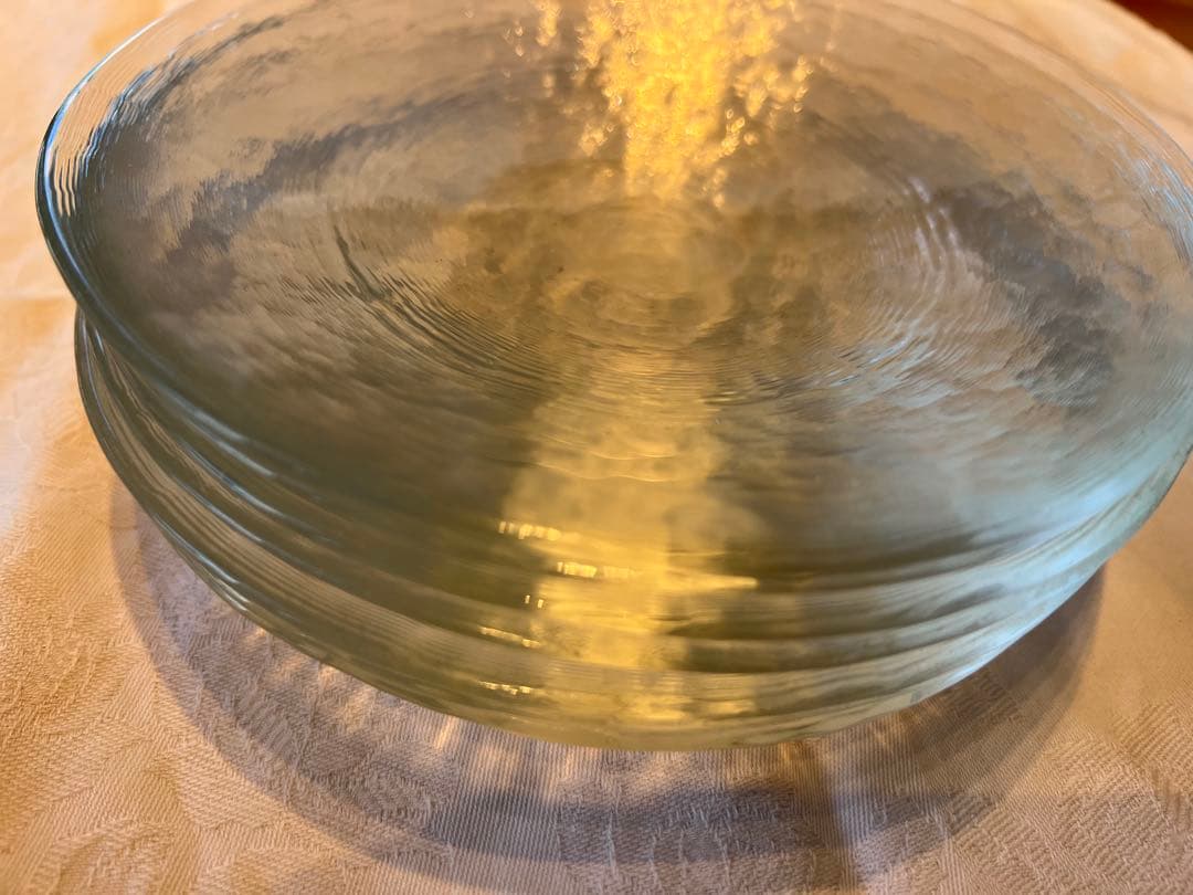 ガラス皿 約20cm 波状テクスチャー　　7枚セット