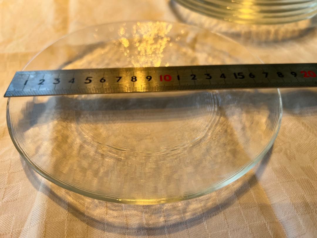 ガラス皿 約20cm 波状テクスチャー　　7枚セット