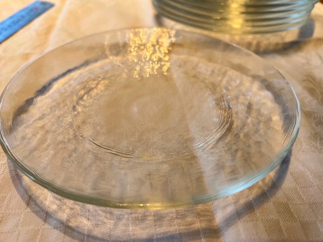 ガラス皿 約20cm 波状テクスチャー　　7枚セット