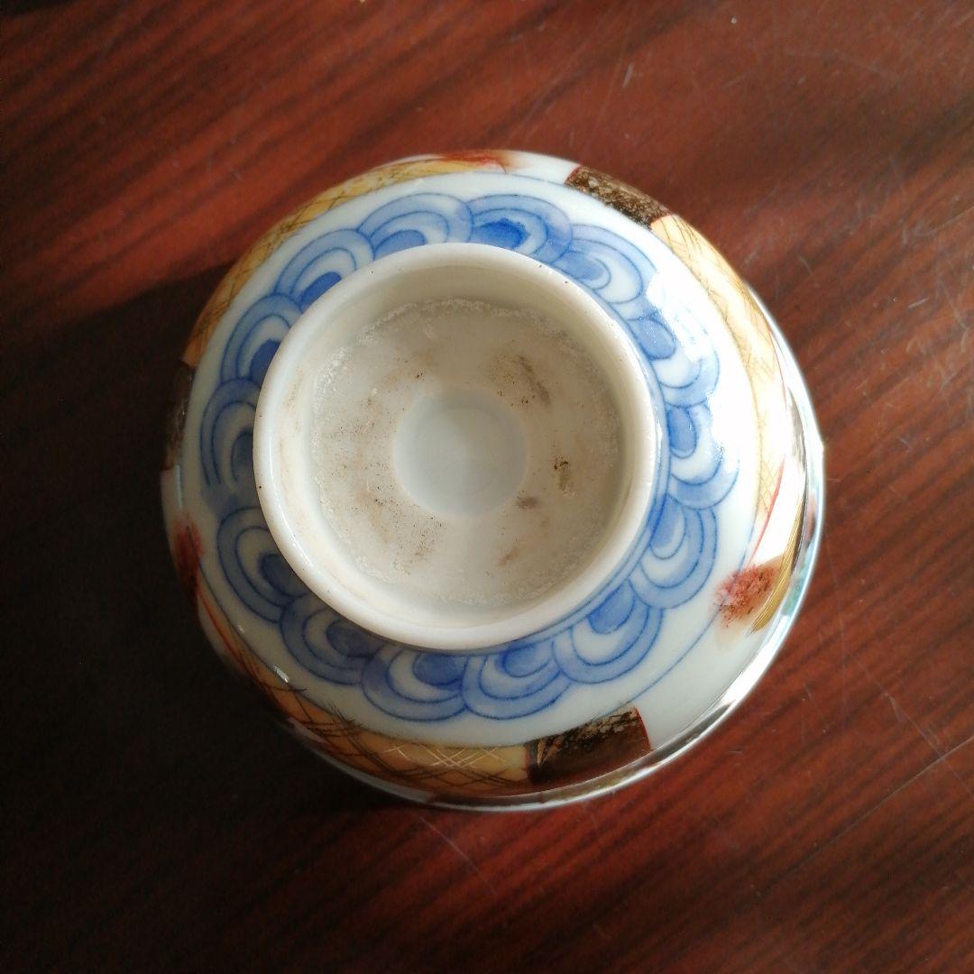 美濃焼　染付色絵蓋付碗　13客　11.3cm　大正期