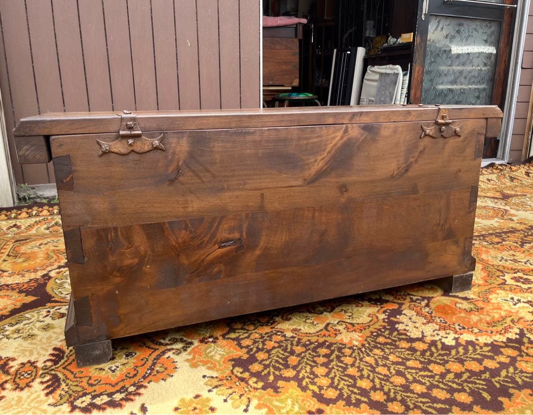 コファ ローテーブル 収納 ベンチ アンティーク ビンテージ インテリア 木彫り