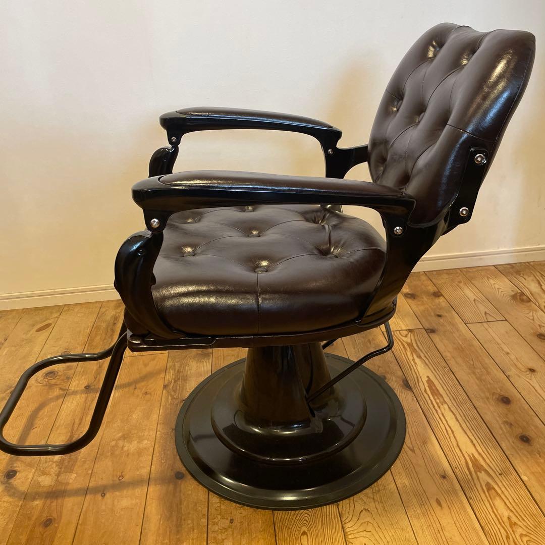 ダークブラウン バーバーチェア 回転式　美容椅子