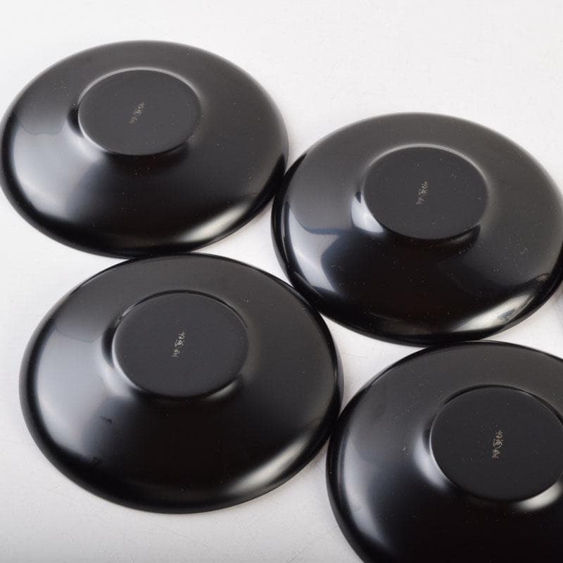 輪島塗 大向高洲堂 黒漆 飛松沈金 銘々皿 五客 箱付 N