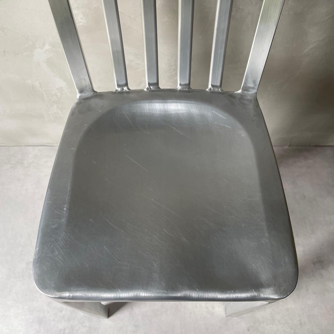 ネイビーチェア　アルミ製　ハイチェア　ハイスツール　シルバー　軽量