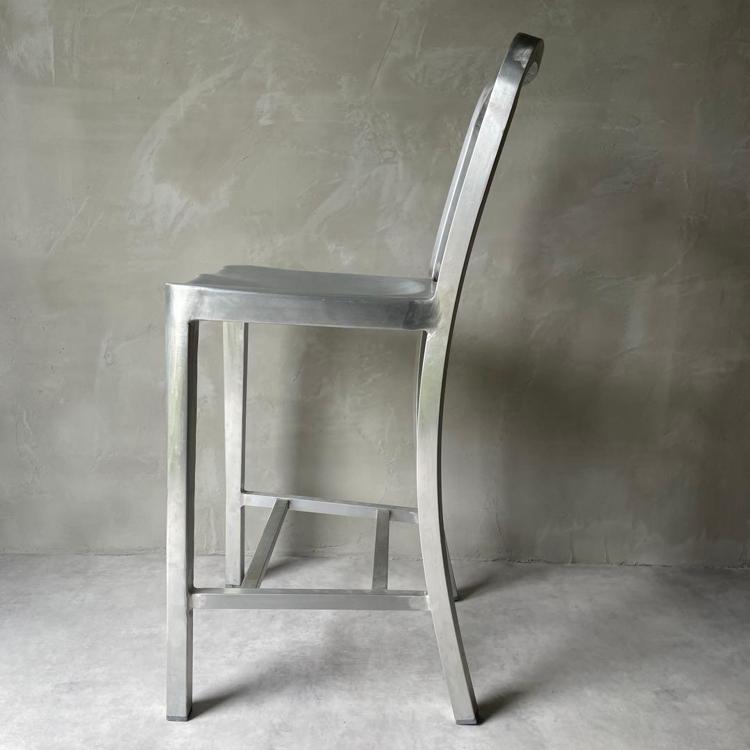 ネイビーチェア　アルミ製　ハイチェア　ハイスツール　シルバー　軽量