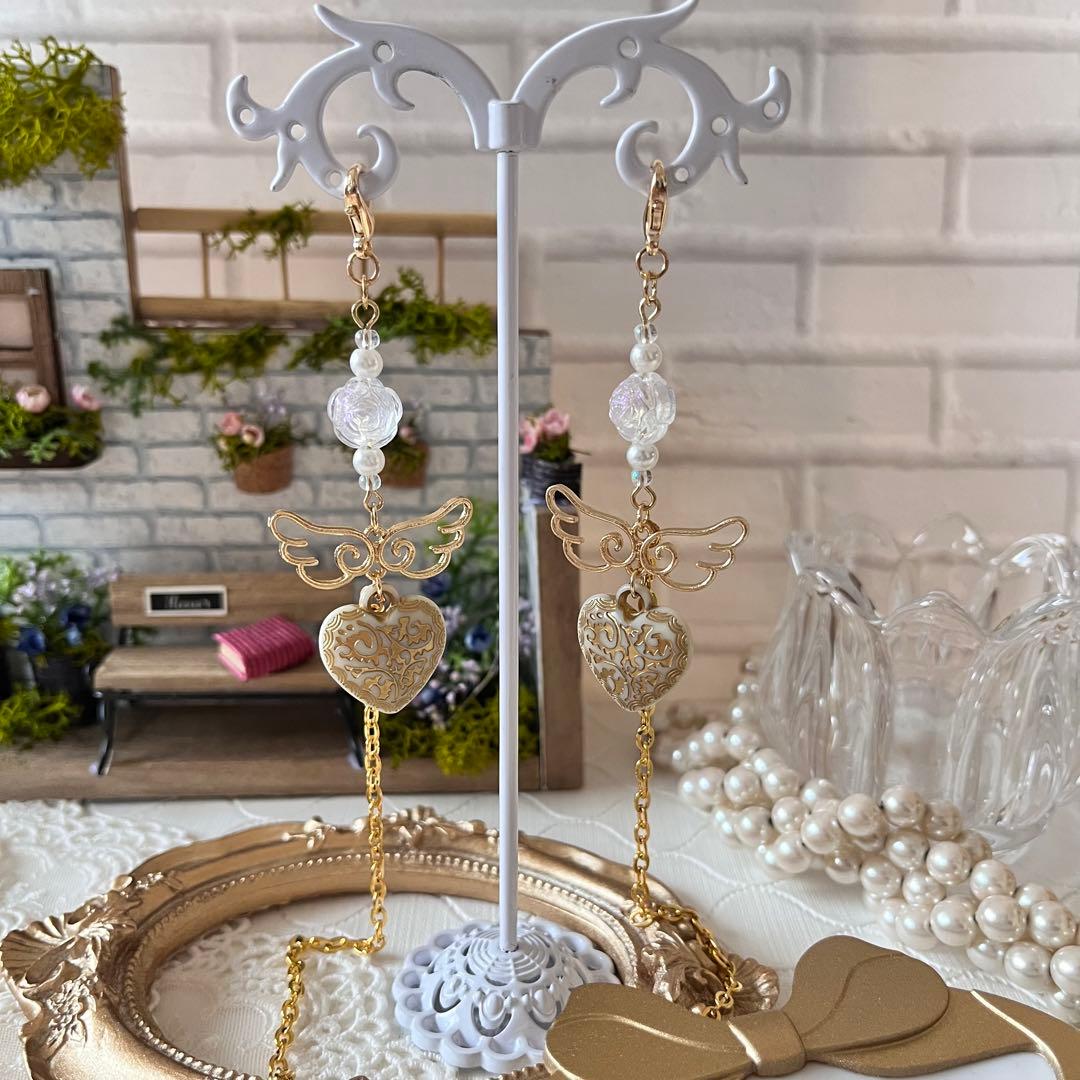 ☆❤️ ハート　薔薇　ウィング　羽　マスクチェーン　メガネチェーン