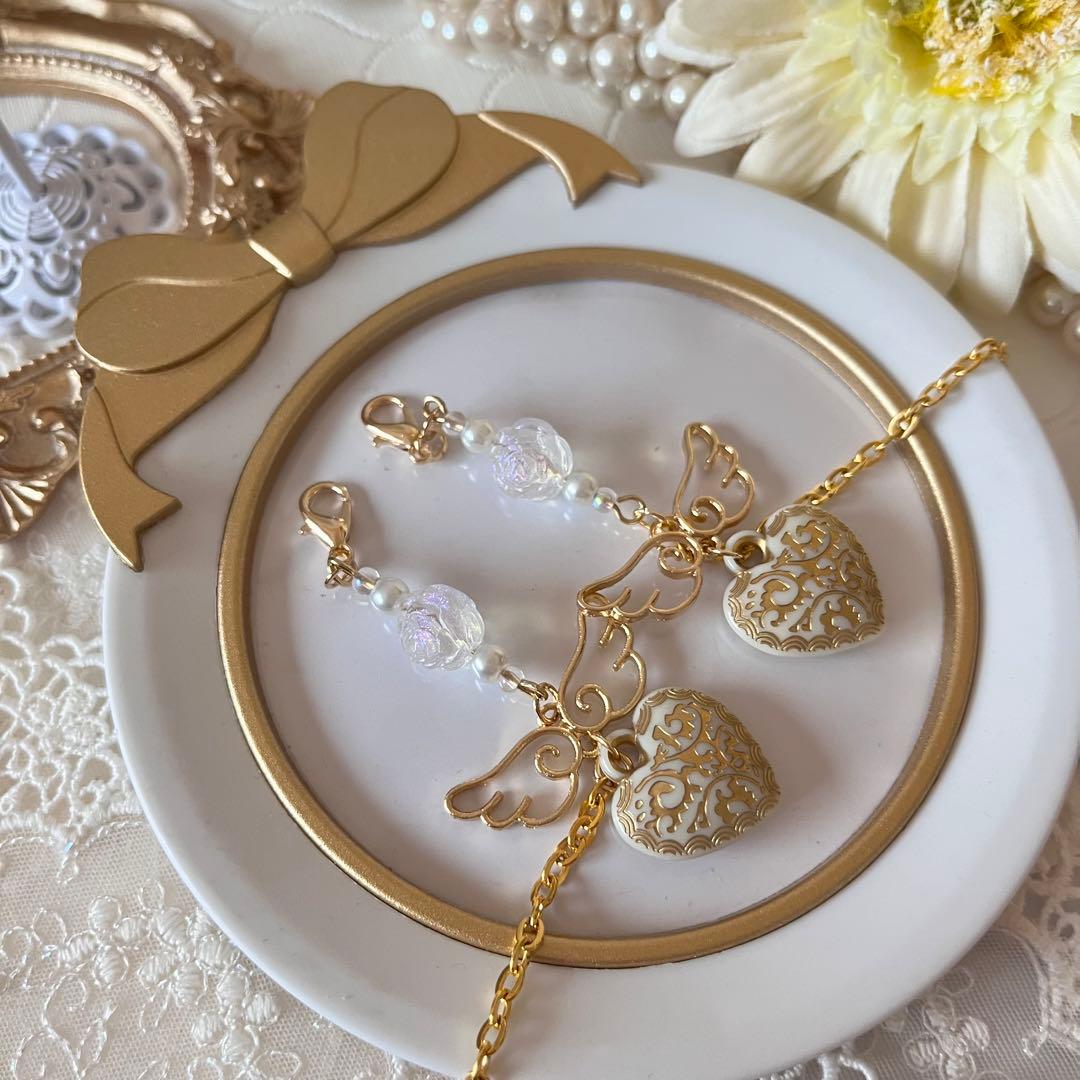 ☆❤️ ハート　薔薇　ウィング　羽　マスクチェーン　メガネチェーン