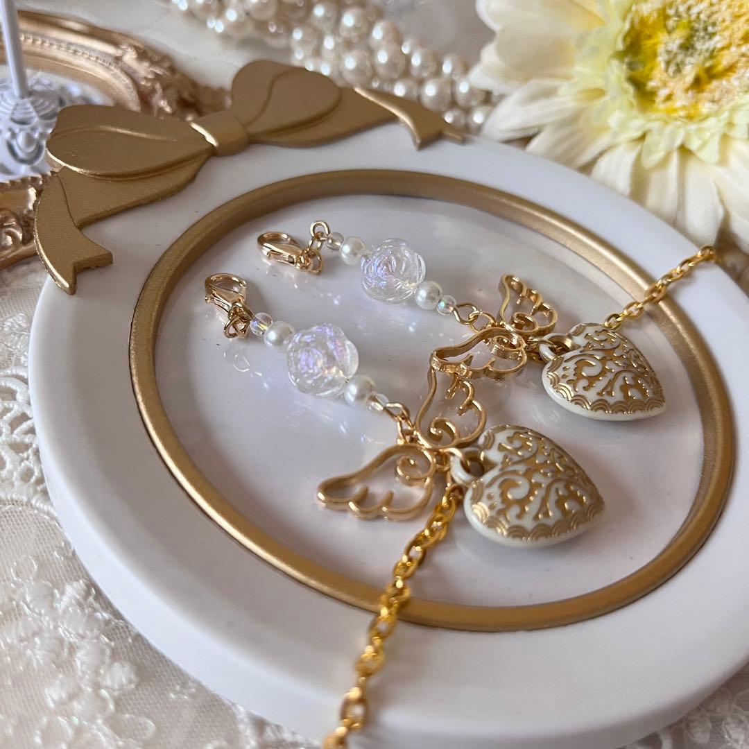 ☆❤️ ハート　薔薇　ウィング　羽　マスクチェーン　メガネチェーン