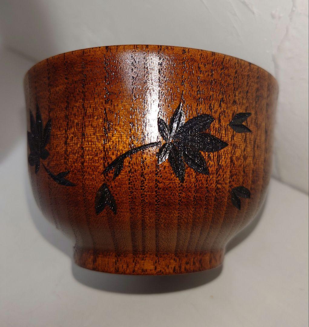 【20セット】天然木漆塗装 汁椀 箸セット 鉄木 手づくり もみじ 紅葉 木彫り