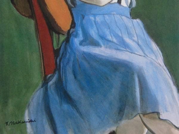 中西 利雄、少女像、希少な額装用画集より、美品、新品額装付