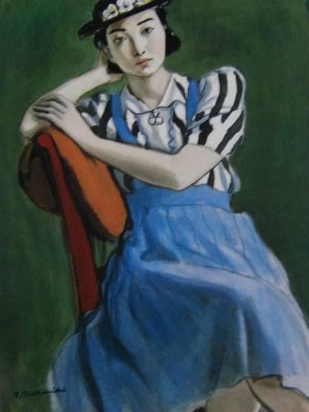 中西 利雄、少女像、希少な額装用画集より、美品、新品額装付