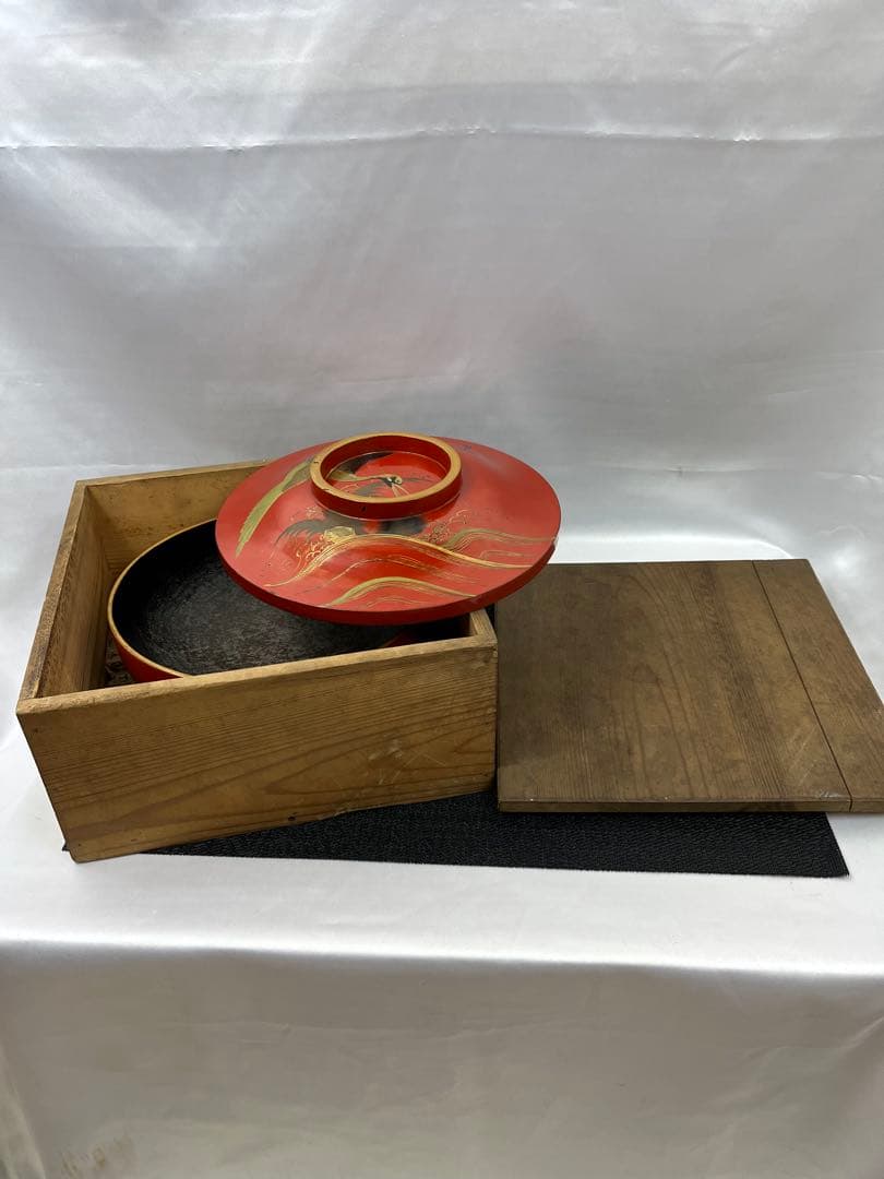 【箱入漆器】漆芸 御盆 アンティーク 2029