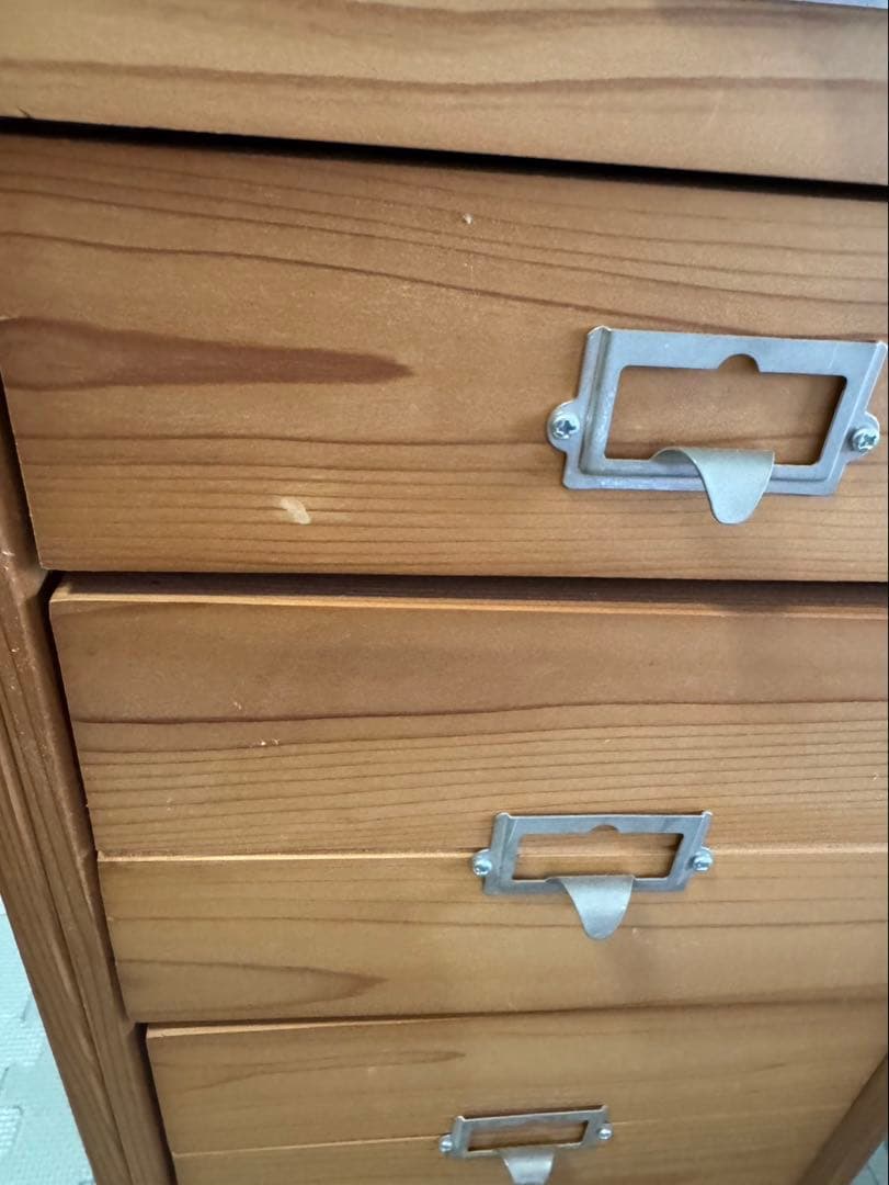 スリムチェスト 7段 木製 引き出し ナチュラル レトロ 北欧風 無垢材風 収納