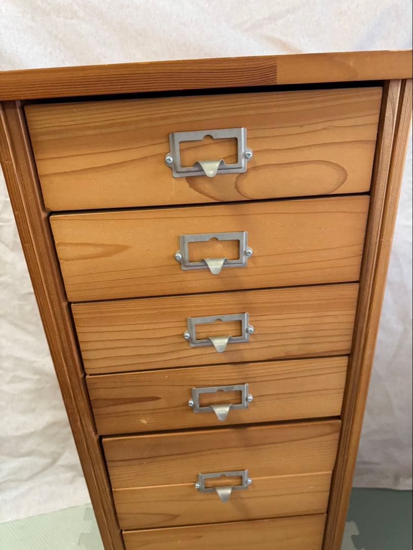 スリムチェスト 7段 木製 引き出し ナチュラル レトロ 北欧風 無垢材風 収納