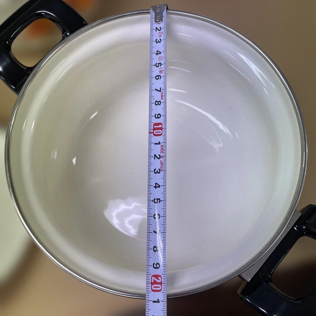 オレンジ花柄陶器鍋　2個セット　　-32