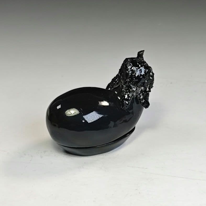 イ814 香合『中條峰雄』『茄子　漆塗　香合　共箱』茶道具