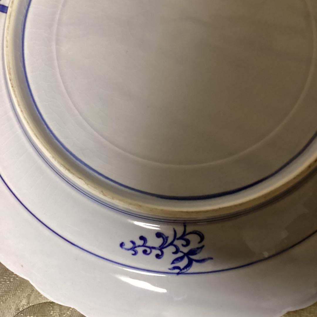 古伊万里　金欄手　尺3寸大皿　　楼閣に山水図　《明治、大正期》の大皿　飾り皿