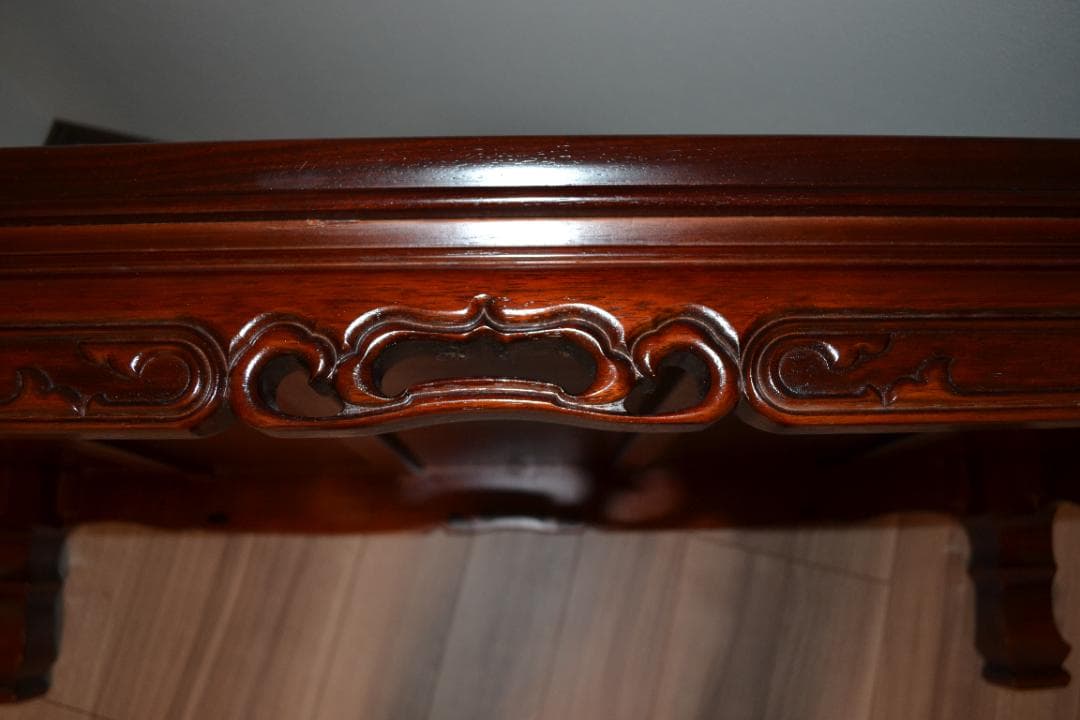 カリモク製彫刻入り紫檀高級座敷机