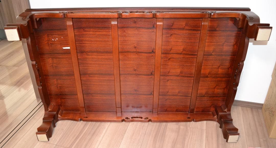 カリモク製彫刻入り紫檀高級座敷机