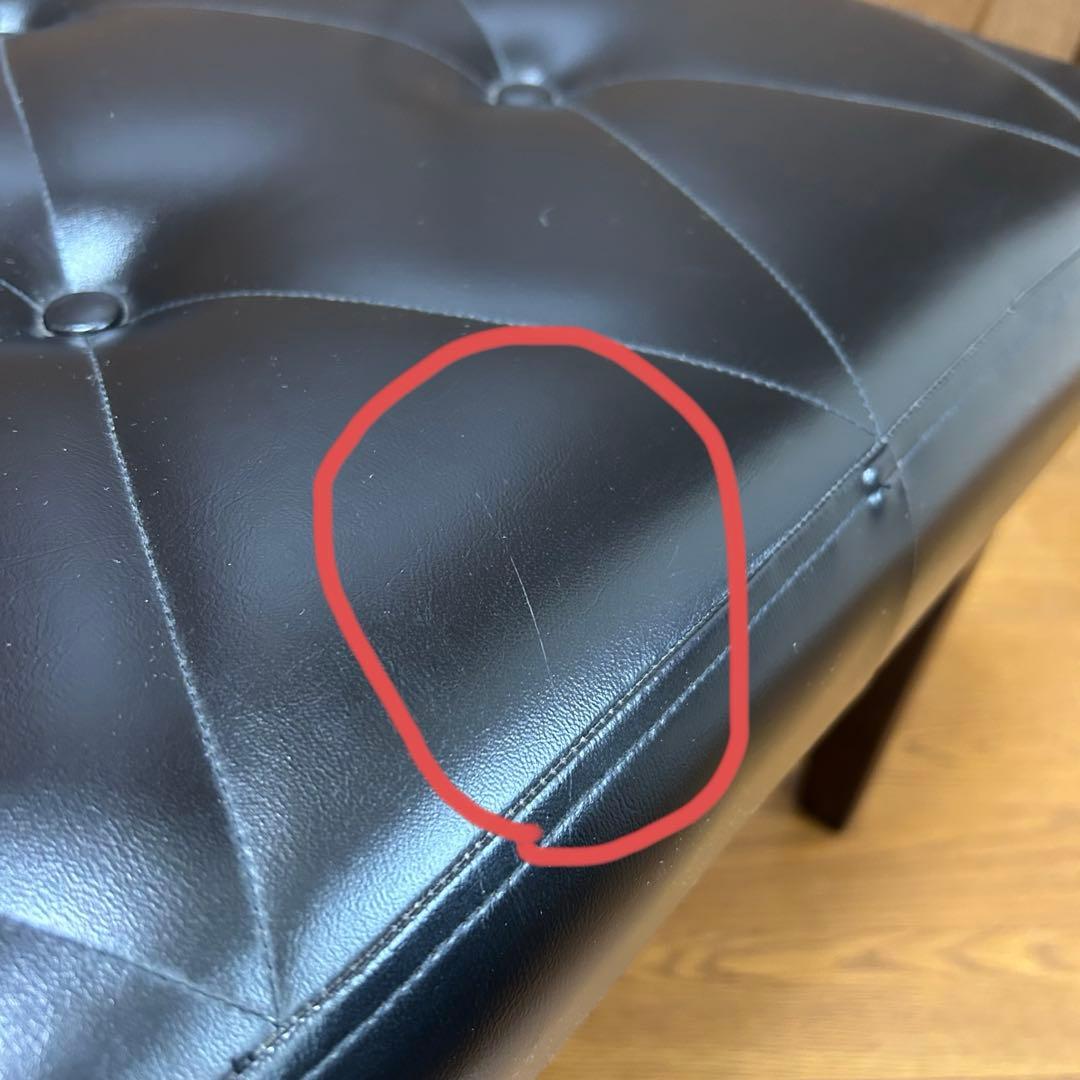 レトロデザイン　オットマン　フットスツール　モダン 合成皮革　黒　木製