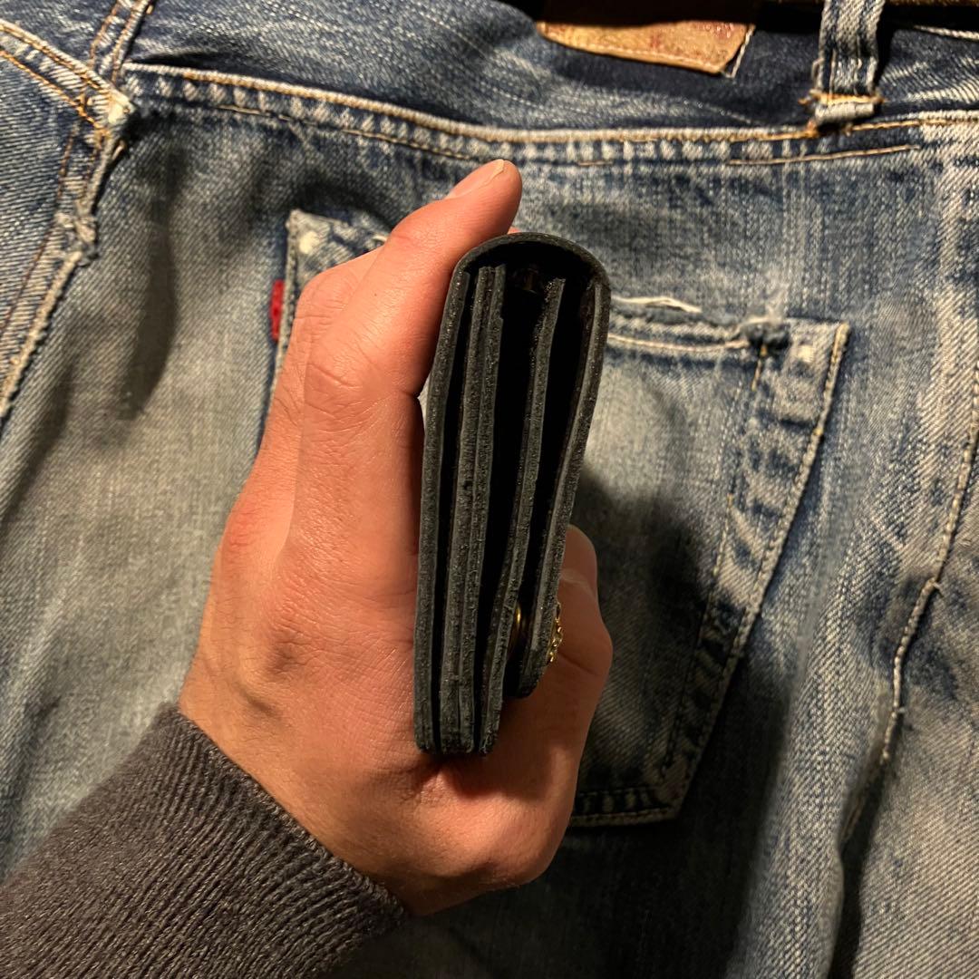 お札が折れない！ミドルトラッカーウォレット クロスボールコンチョ 真鍮 ブラス