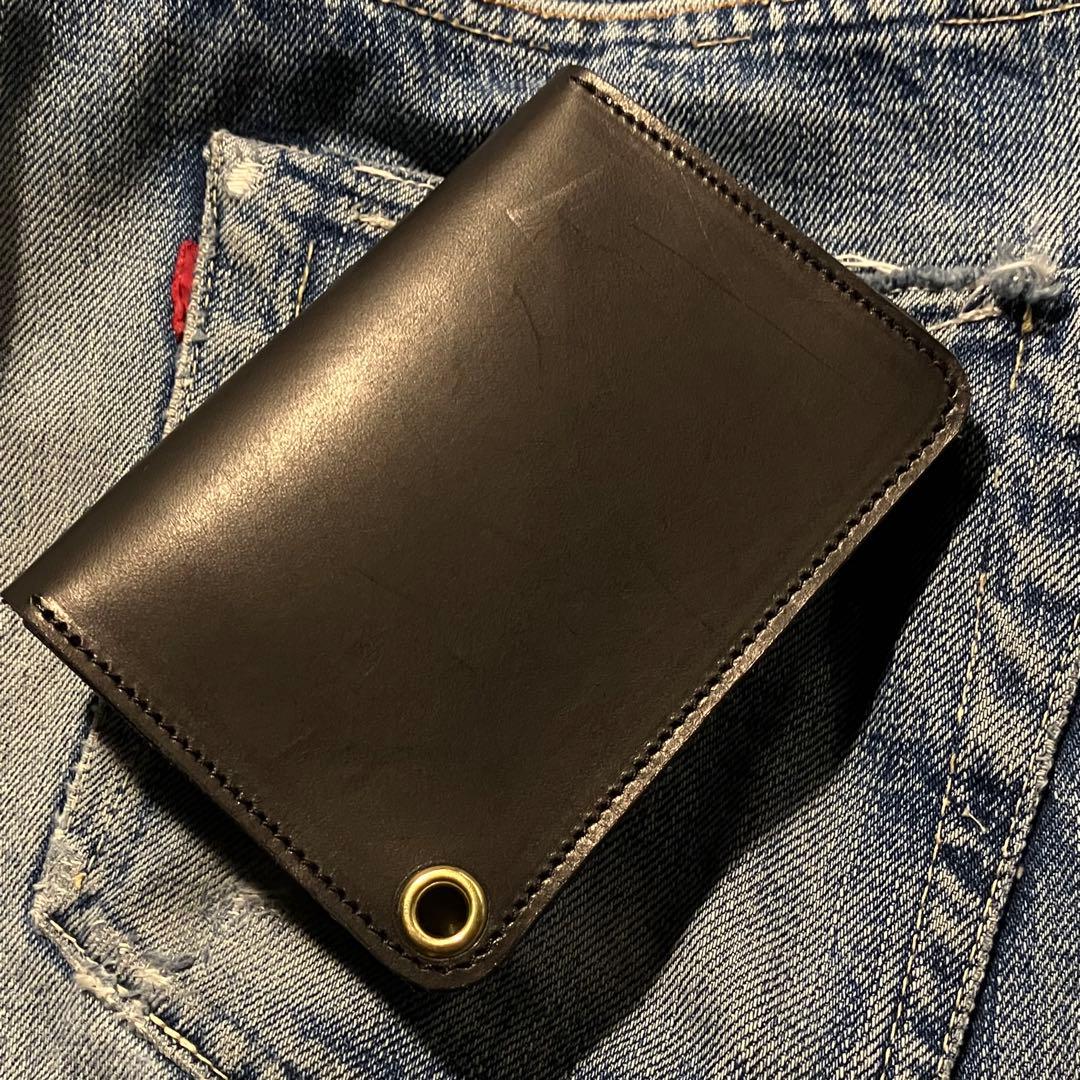 お札が折れない！ミドルトラッカーウォレット クロスボールコンチョ 真鍮 ブラス