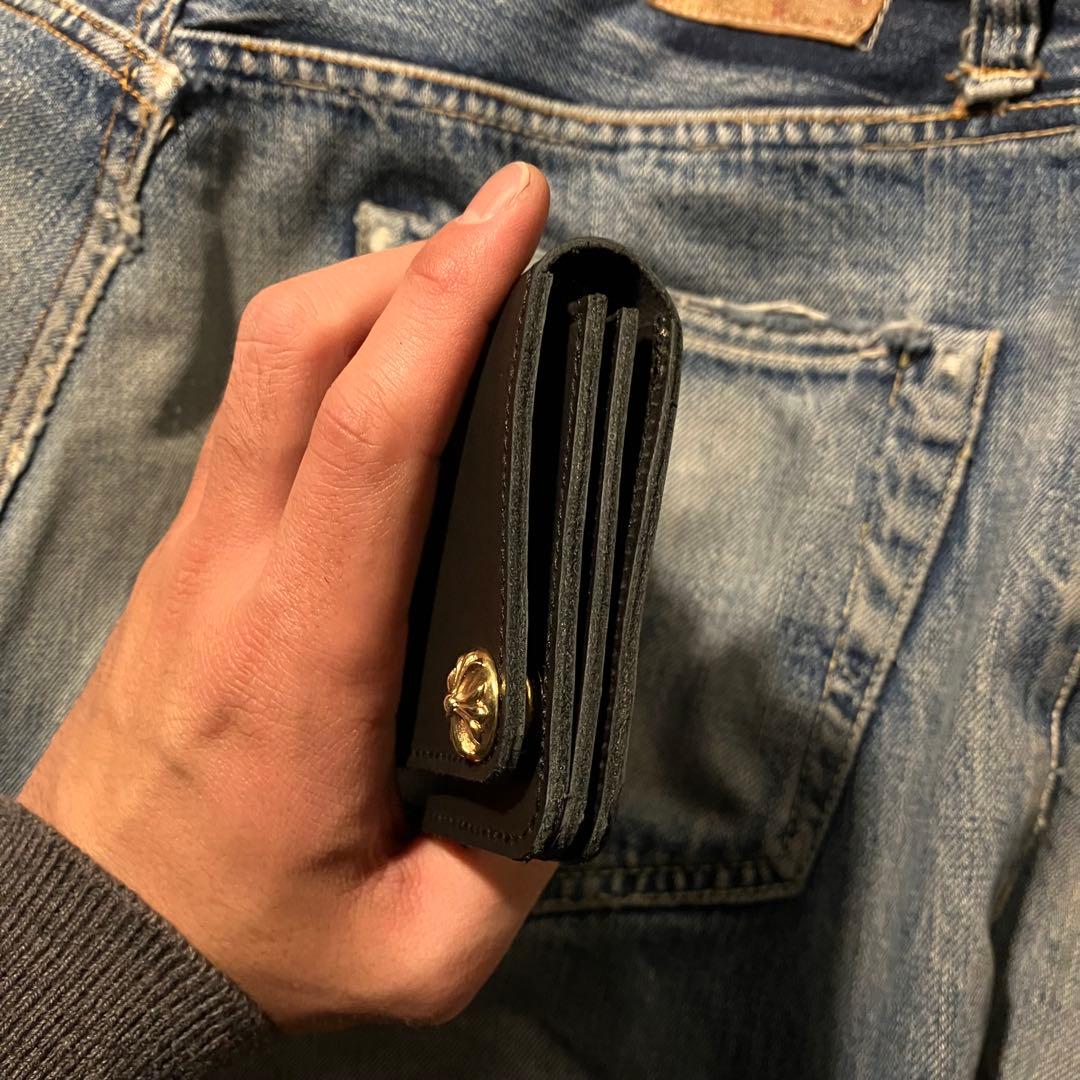 お札が折れない！ミドルトラッカーウォレット クロスボールコンチョ 真鍮 ブラス