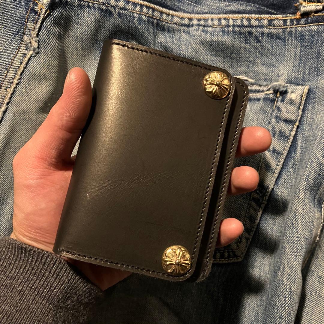 お札が折れない！ミドルトラッカーウォレット クロスボールコンチョ 真鍮 ブラス