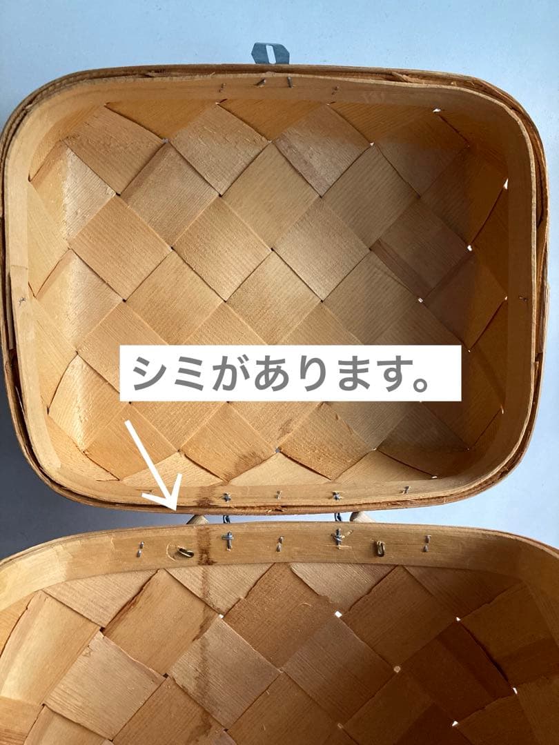 ヴィンテージ　蓋持ち手付きスポーンコリのかご　パイン松バスケット北欧アンティーク