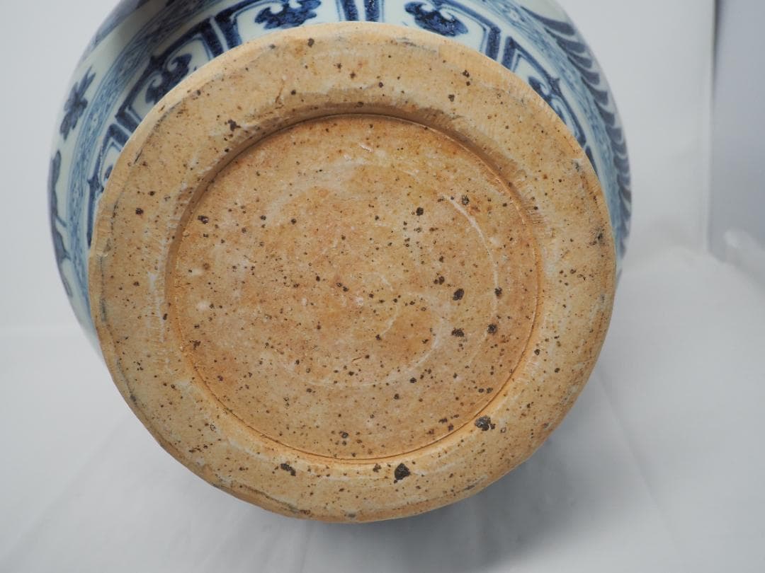 染付　青花魚藻紋罐　壺　花瓶　中国　ハスの花　②　-SO