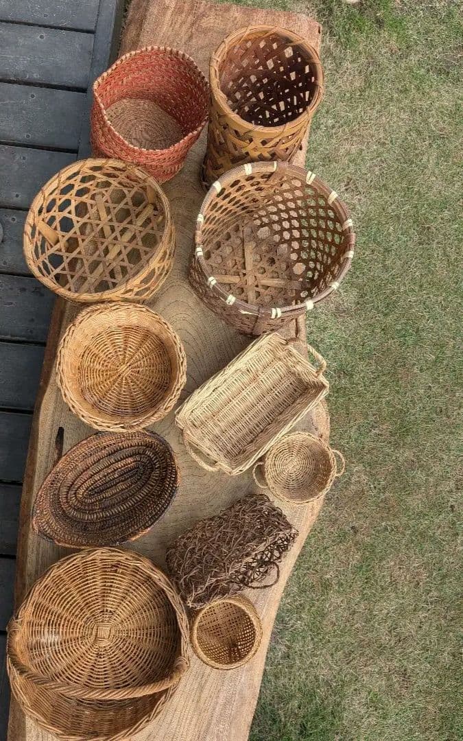 籐製 竹製 バスケットセット　複数点