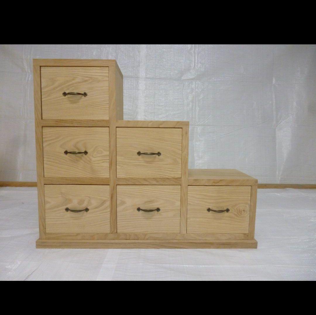 栗　クリ　飾り箪笥　タンス　階段　無垢材　番号3