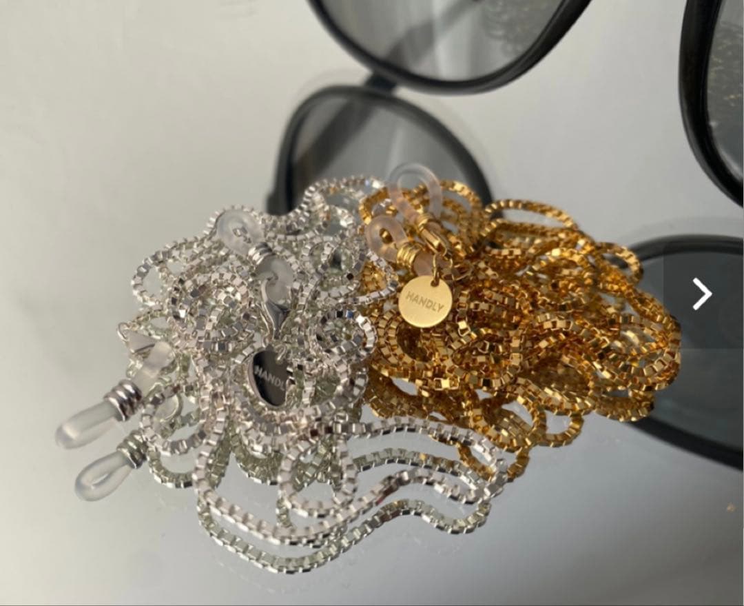 美品【HANDLY】メガネチェーン （シルバー925・プラチナメッキ）