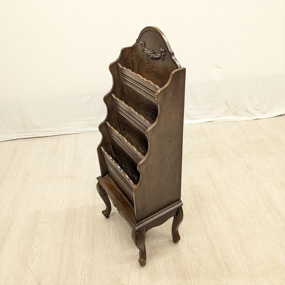 美品　アンティーク調　猫脚　マガジンラック　本棚　本箱　収納　整理　雑誌　新聞