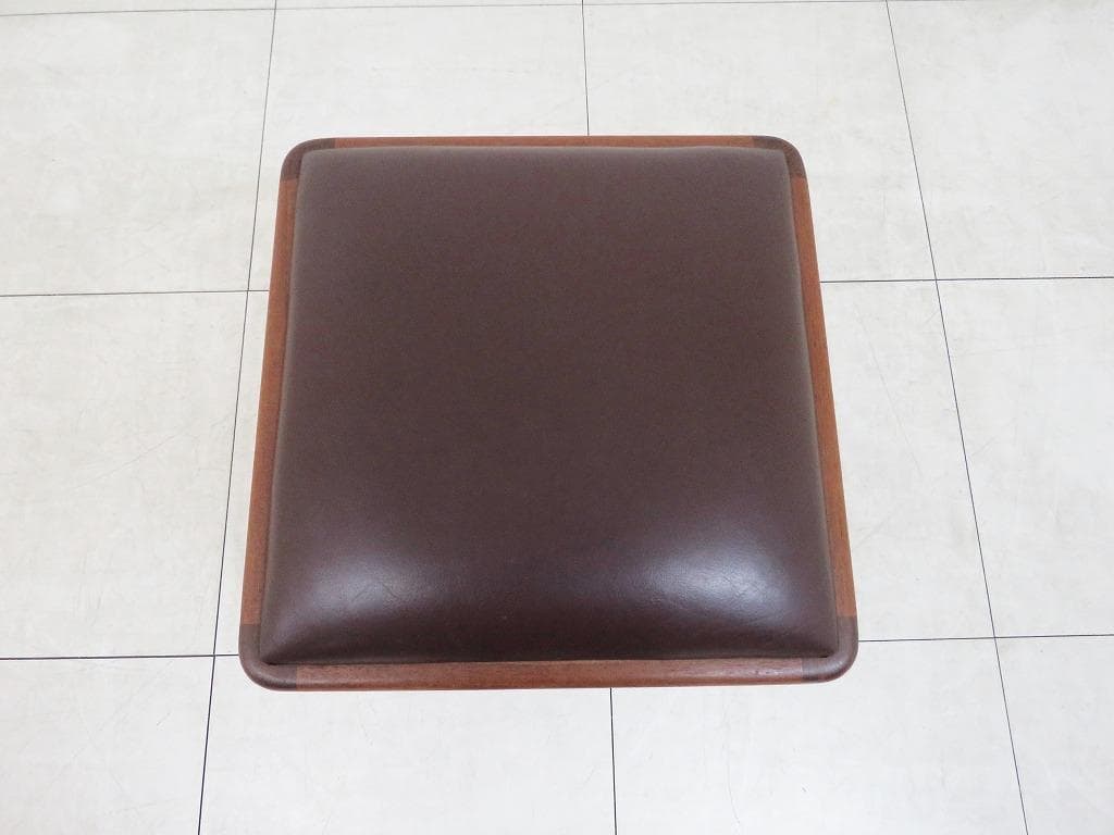 ケイ様 青林製作所 ヴィンテージ チーク無垢材×本革 ブラウン スツール ③