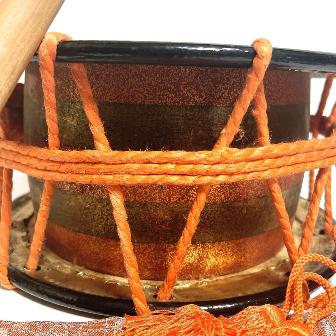 締め太鼓　和太鼓 34.5cm×16cm 蒔絵　打楽器　鼓面良好　金彩