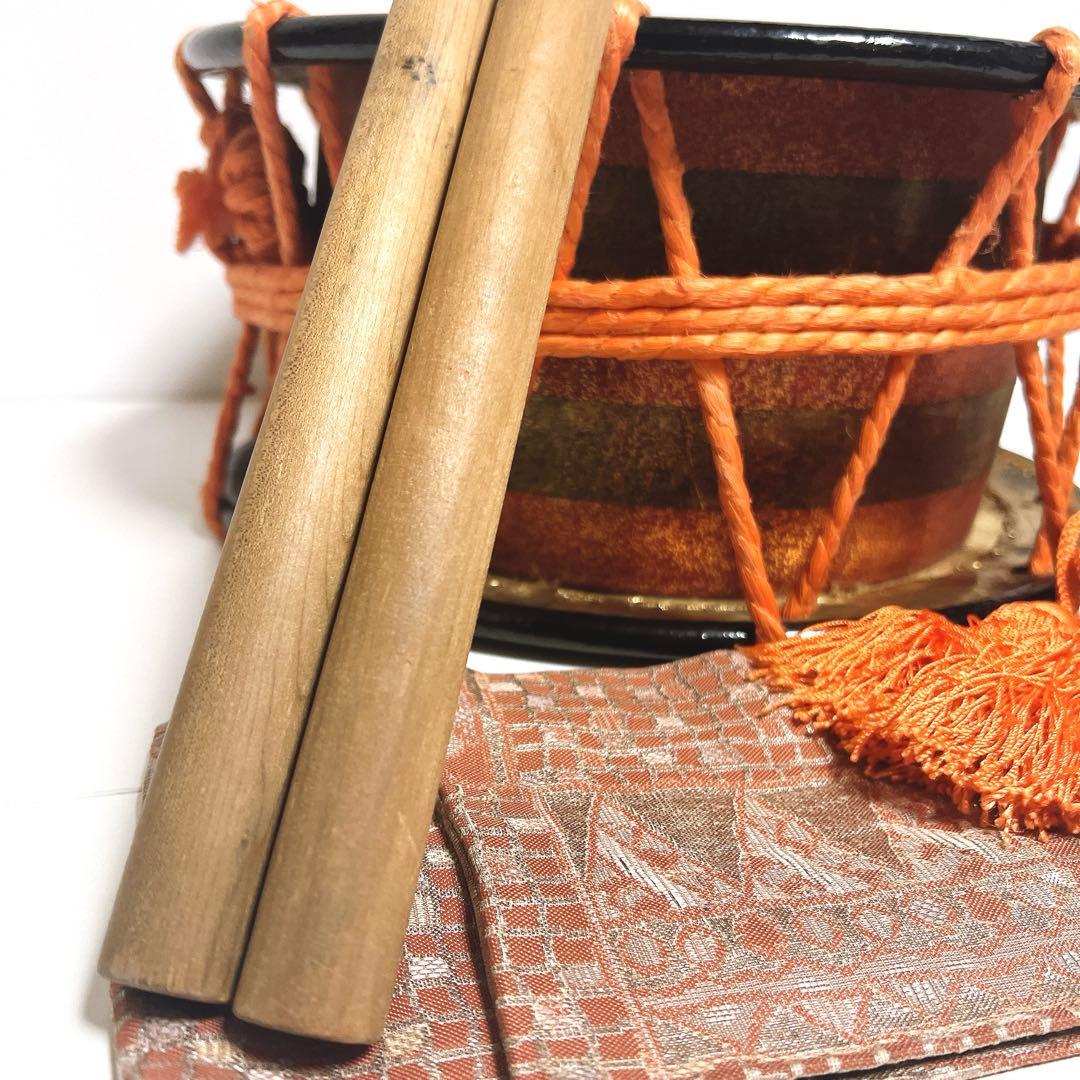 締め太鼓　和太鼓 34.5cm×16cm 蒔絵　打楽器　鼓面良好　金彩