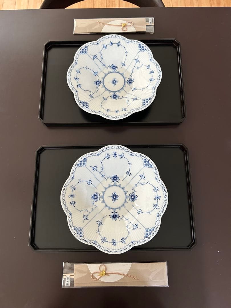 ロイヤルコペンハーゲン ブルーフルーテッド ハーフレース ペタルボウル2枚