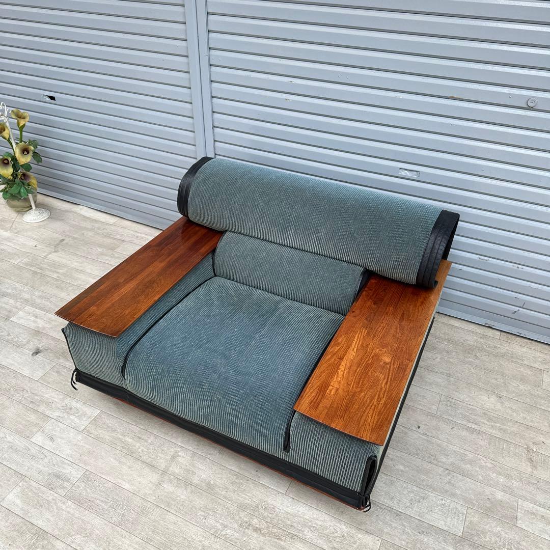 ビベンテ 1人掛けソファ カリン　花梨 ファブリック×革 アームソファ ②