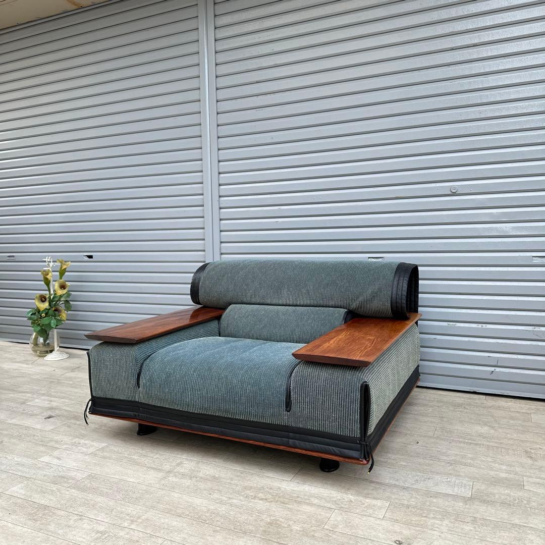 ビベンテ 1人掛けソファ カリン　花梨 ファブリック×革 アームソファ ②