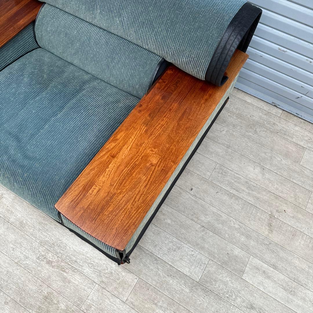 ビベンテ 1人掛けソファ カリン　花梨 ファブリック×革 アームソファ ②