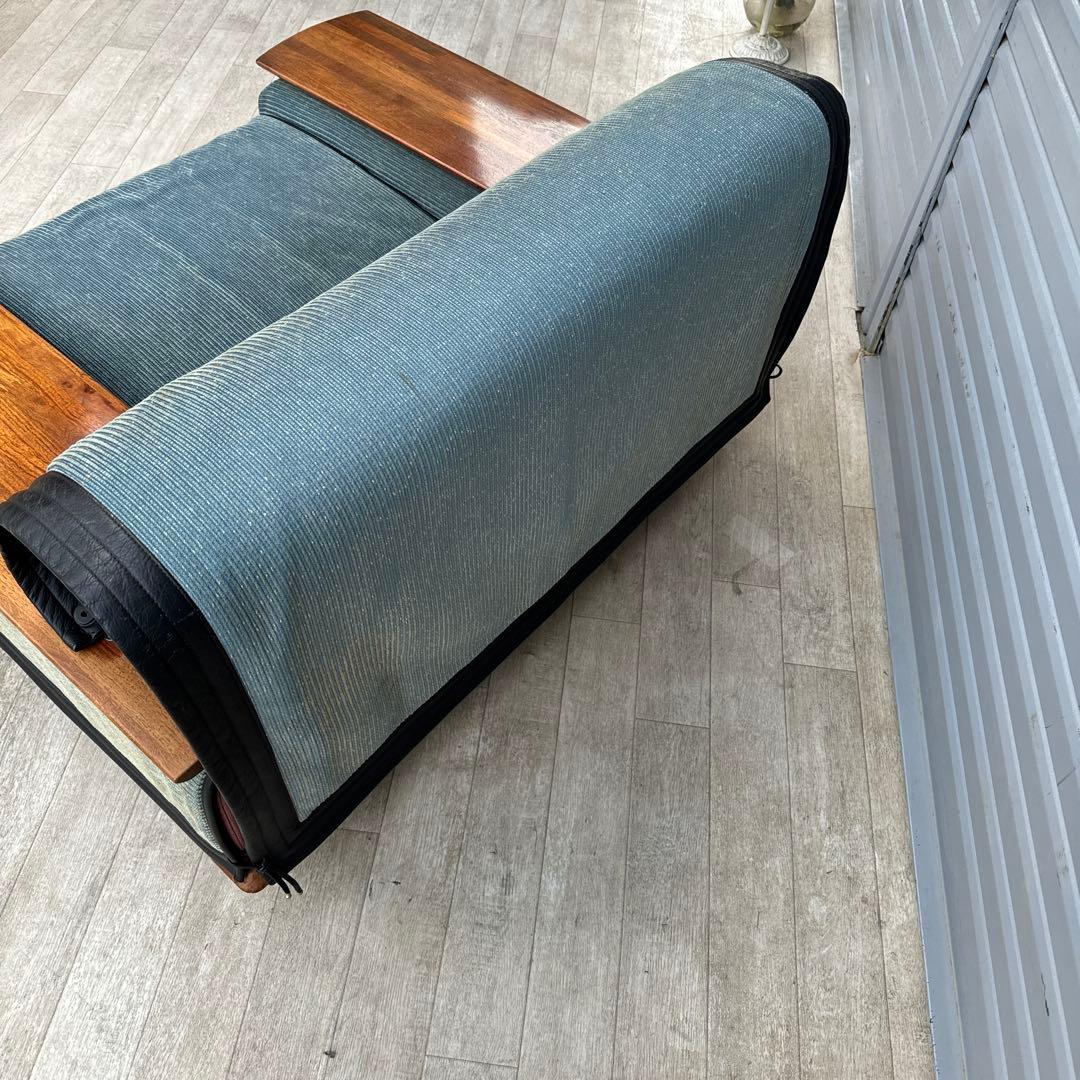 ビベンテ 1人掛けソファ カリン　花梨 ファブリック×革 アームソファ ②