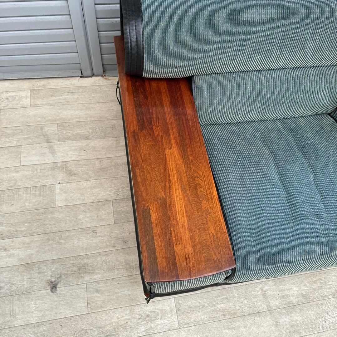 ビベンテ 1人掛けソファ カリン　花梨 ファブリック×革 アームソファ ②