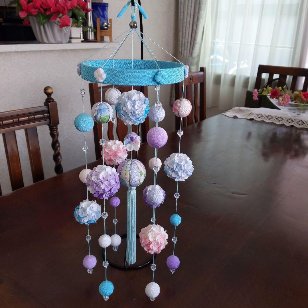 ちりめん細工　紫陽花の下げ飾り　marikomama5.5