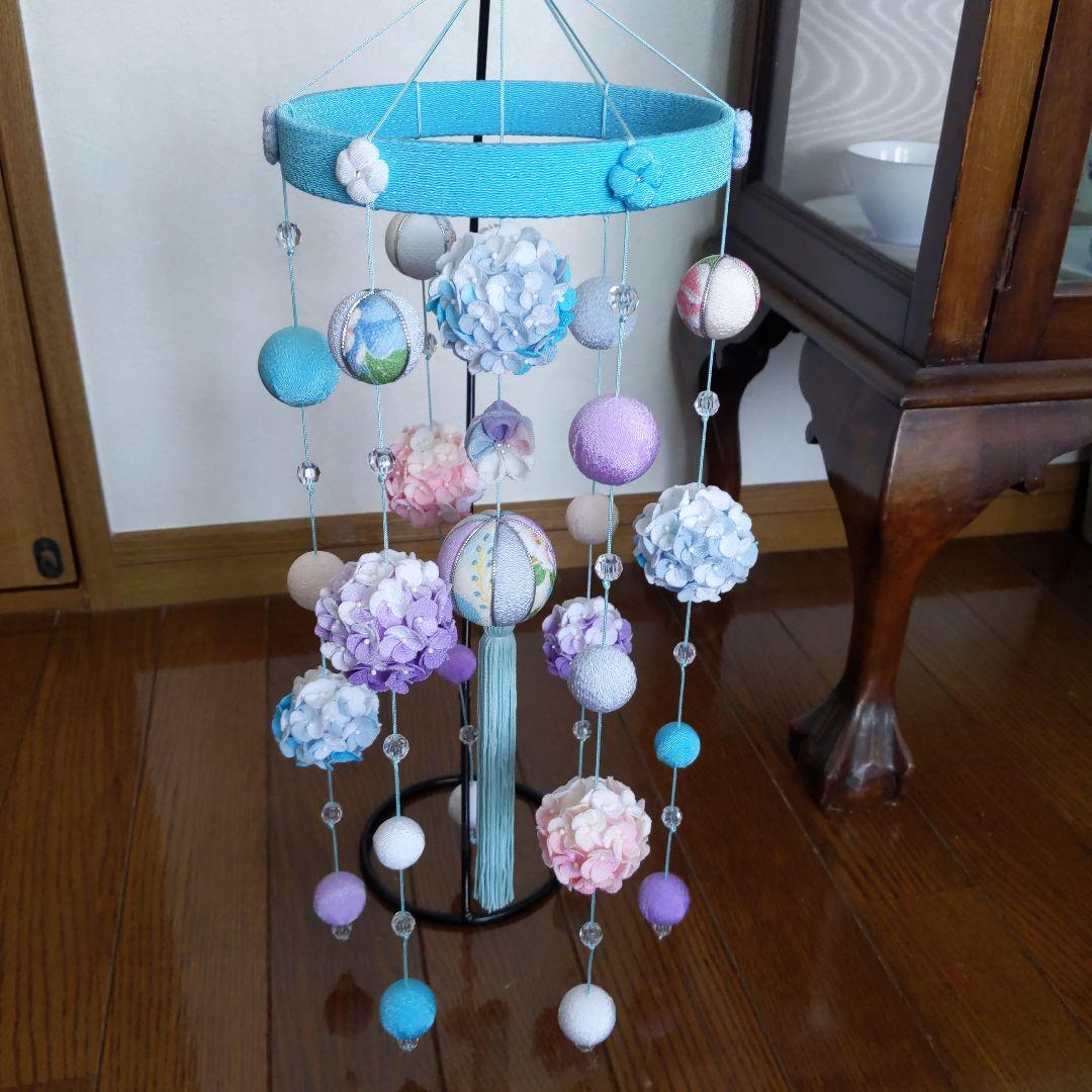 ちりめん細工　紫陽花の下げ飾り　marikomama5.5