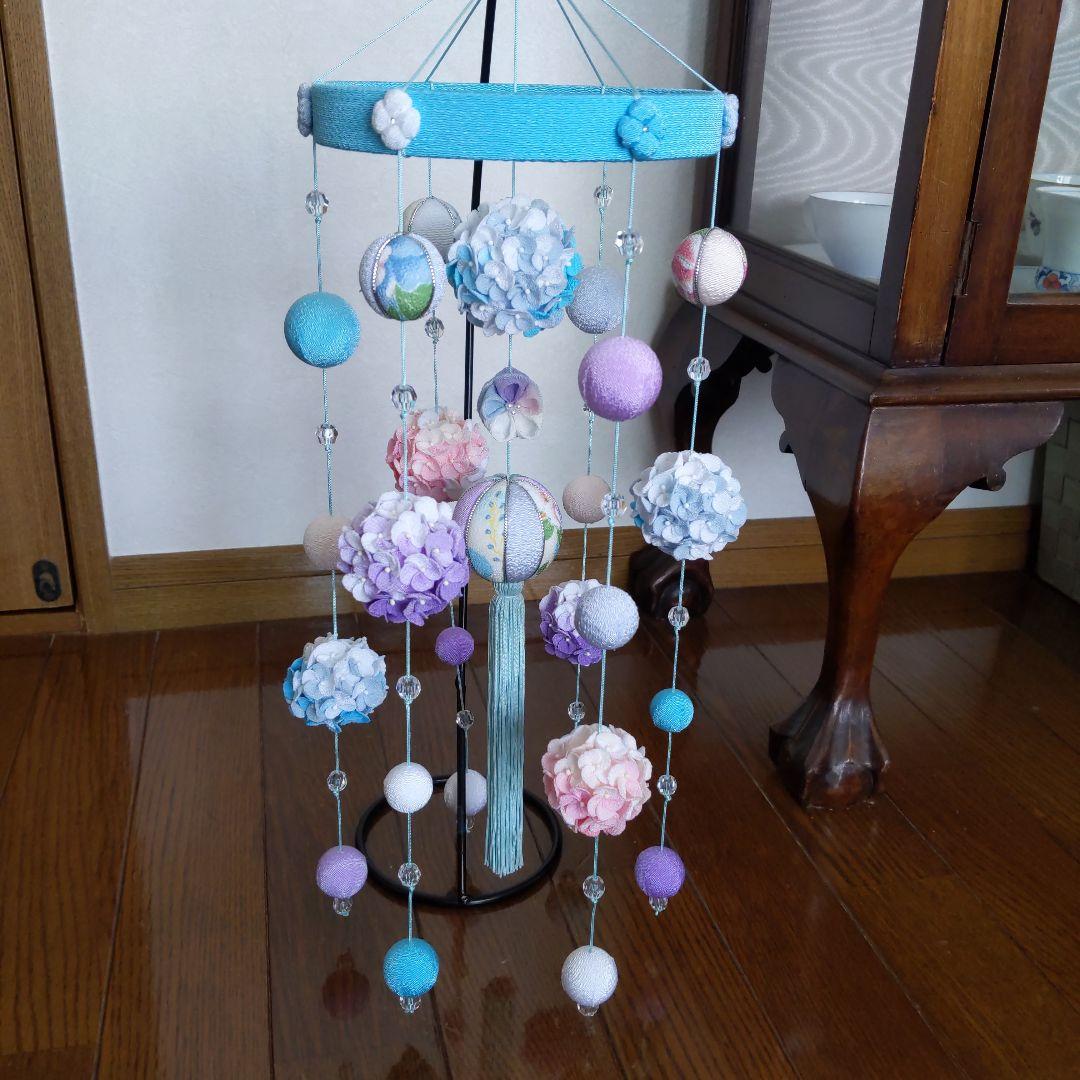 ちりめん細工　紫陽花の下げ飾り　marikomama5.5